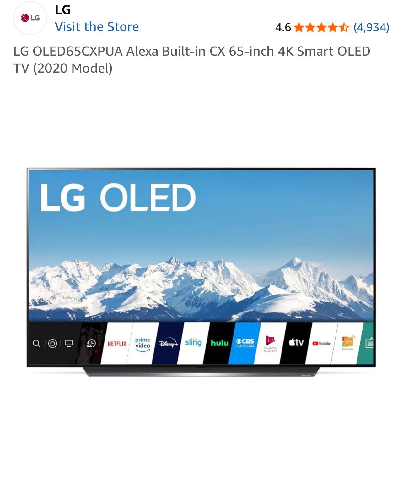 LG OLED65CXPUA Alexa Built-in CX 65-inch 4K Smart OLED