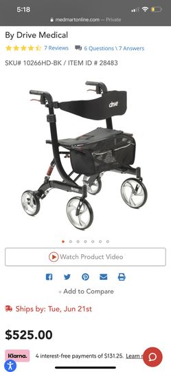 Nitro HD Rollator By Drive Medical Original Price 525
