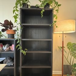 Black Wood 5 Shelf Bookcase Like New 