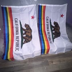 Used California Republic Rainbow Flag Size 3ftx5ft 