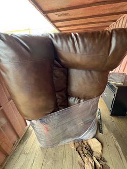 Small Brown Loveseat / Armless Sofa – Cheap