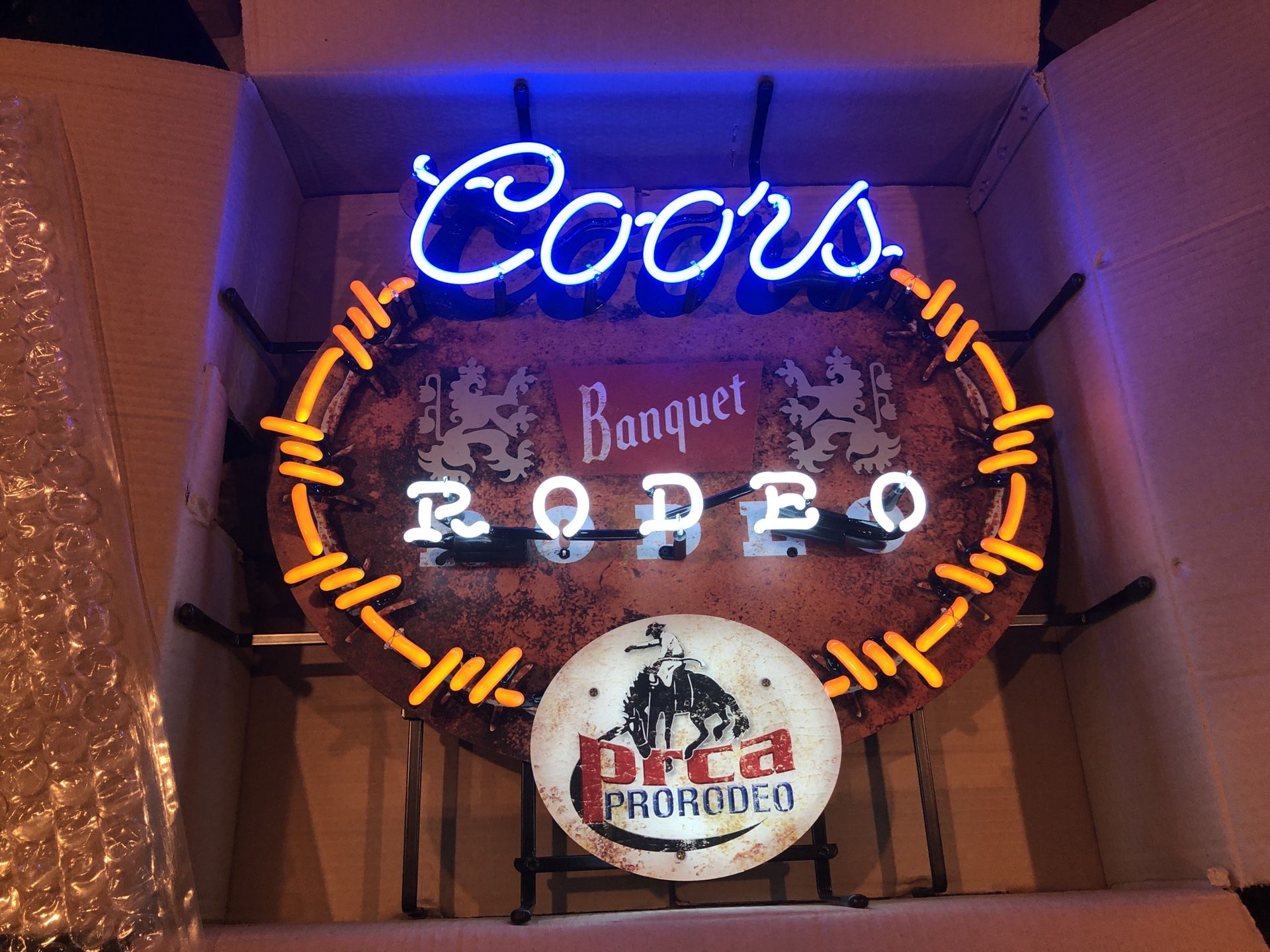 coors banquet rodeo neon sign