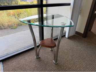 Glass Top Triangle Tables with Chrome Legs