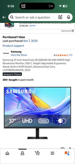 37in 4k UHD USB-C Monitor