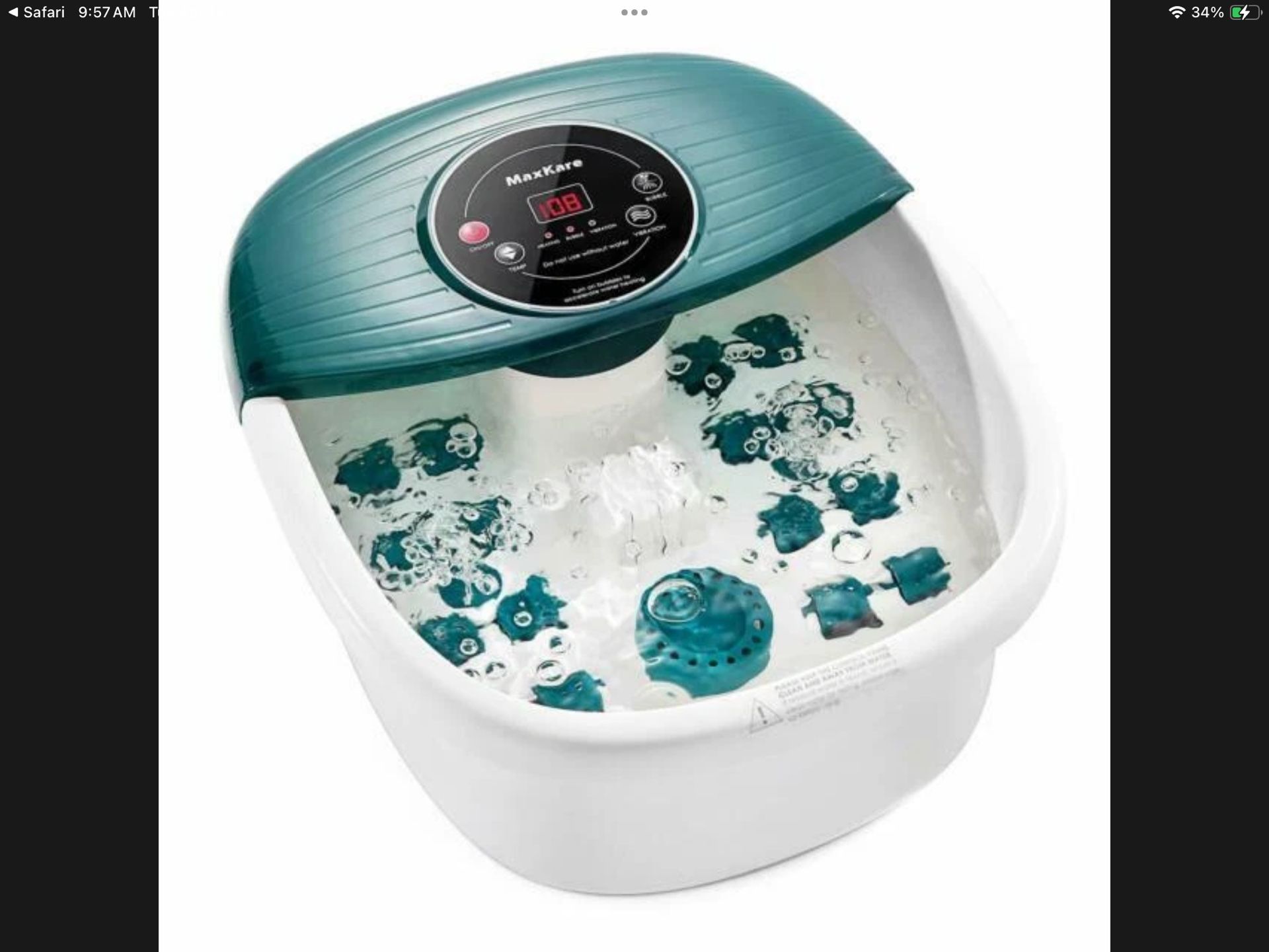 Relaxing MaxKare foot spa massager. Has fast 95-118°F. With Massage and Heat Timer Functions