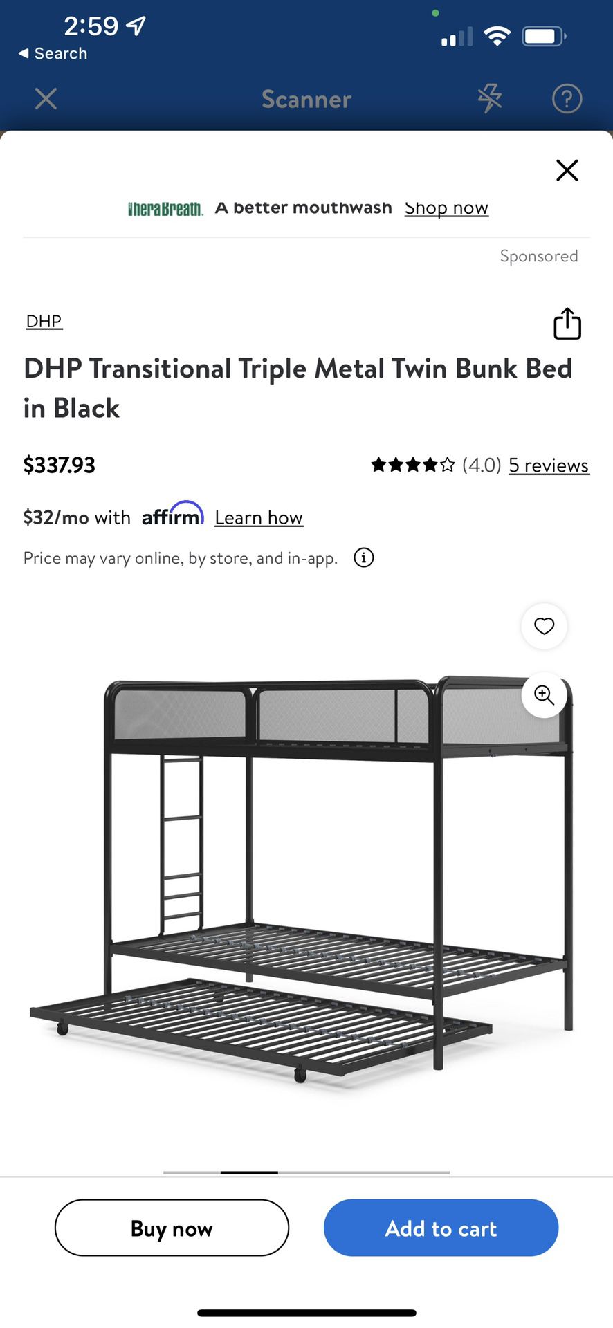 Brand NEW Black Triple Metal Bunk Bed!