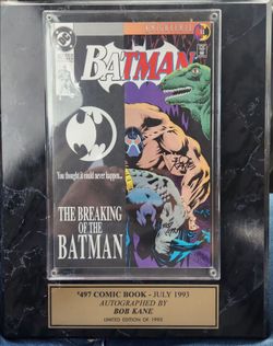 Batman #497 Signed Bob Kane Limited Edition Plaque