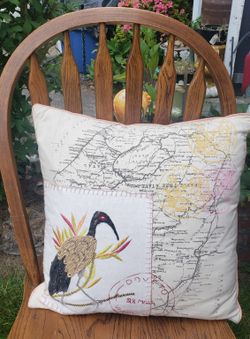 Unique Throw Pillow Hand Embroidered 