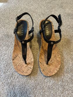 Ralph Lauren Black Wedges Size 7.5