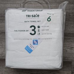 TRIDENT Trisafe - Small Bath Towels,Set of 6 - Small Sized Luxury Towels - 24x49 Inch, Hotel Quality