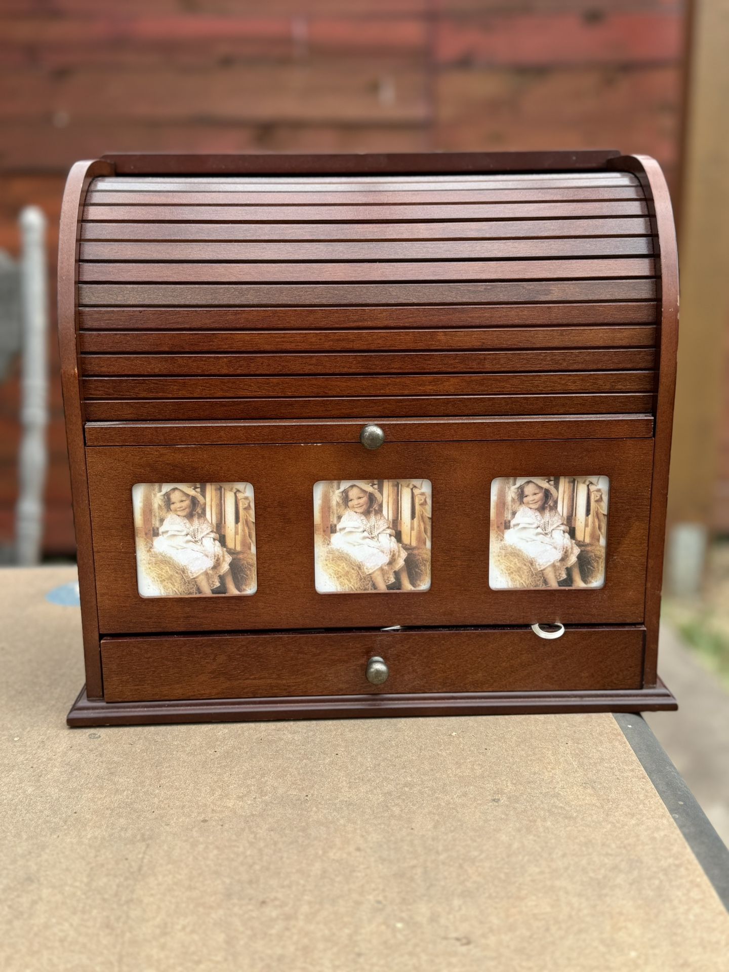 Wooden Rolling Desktop Organizer