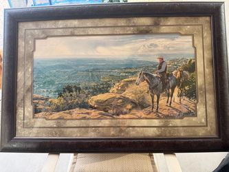 Framed Western Cowboy Landscape Art Print