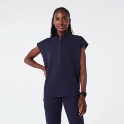 3 FIGS Navy Blue Scrub Tops - Size Large
