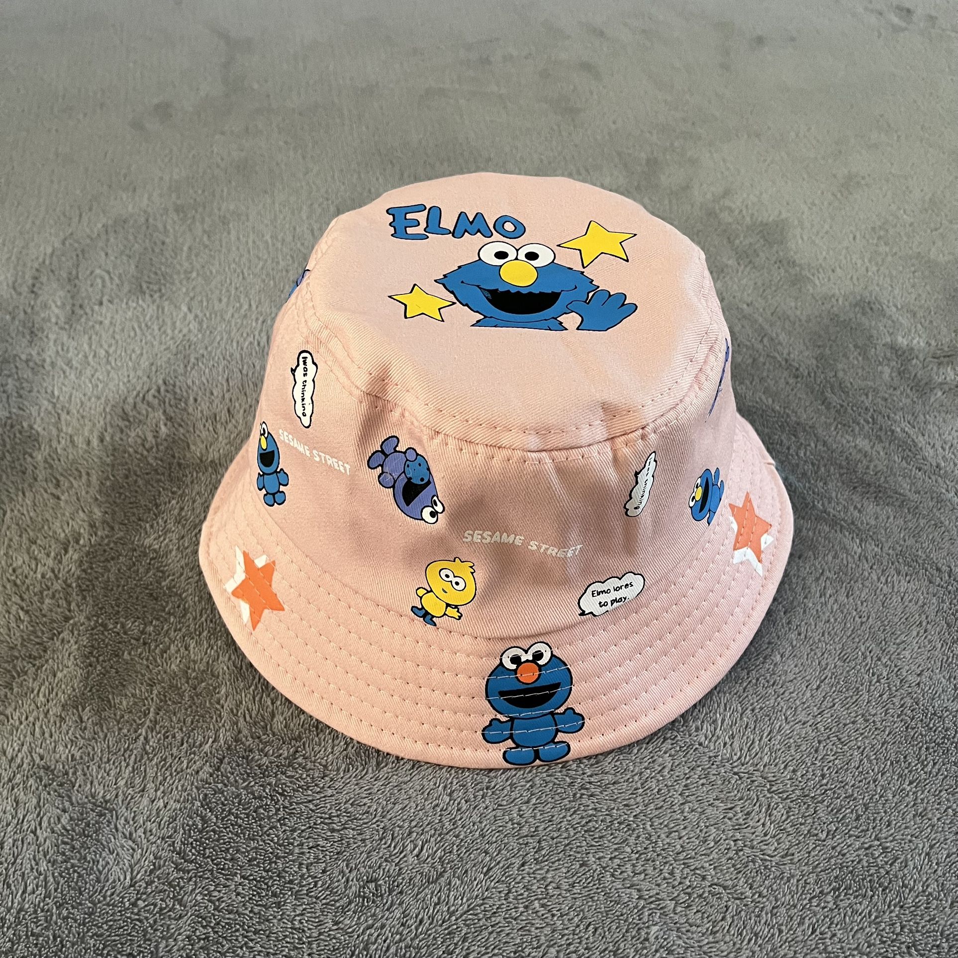NEW Kids Pink Sesame Street Printed Bucket Sun Hat UV Beach Hat