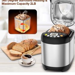 Bread Maker, 19-in-1 Programmable Bread Machine, 2 LB Automatic Breadmaker with Non-stick Pot (Dishwasher Safe), Timer Delay & Keep Warm, 8 Accessorie