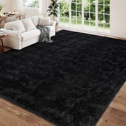 Black Soft Area Rug 5x7”  