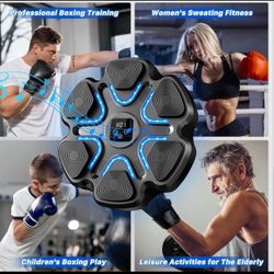 New-Music Boxing Machine for Kids and Adults, Wall Mounted Bluetooth Punching Trainer with Boxing Gloves, Intelligent LED Boxing Target Workout Machin