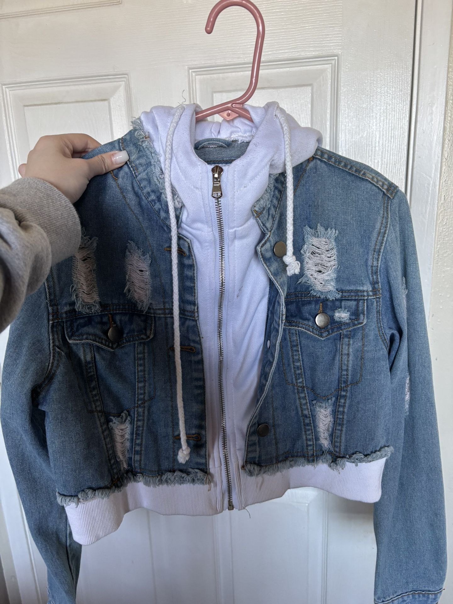Jean Jacket With White Jacket Attached Underneath