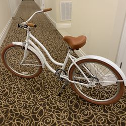White Beach Cruiser Bike- Basically New
