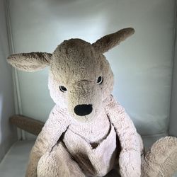 0006 Plush Kangaroo Grey With Pouch 13” Tall