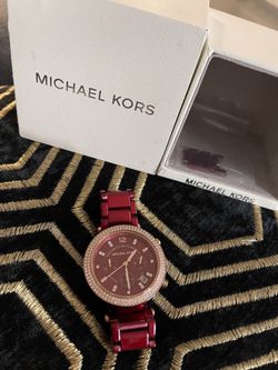 Michael Kors Ritz Quartz Crystal Red Dial Watch Mk6665 Women's