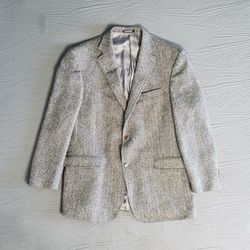 HART SCHAFFNER & MARX 1887 Men's Wool Tweed Blazer (44R) Gray {Made In USA} 