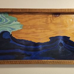 Wave Painting On Wood