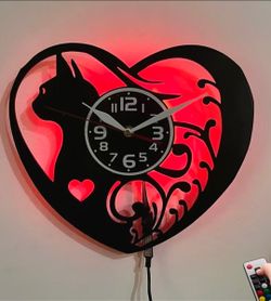 LOVE CATS VINYL RECORD LED WALL CLOCK