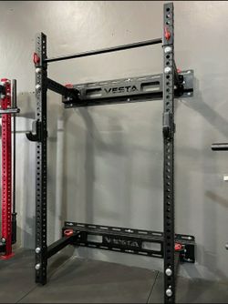BRAND NEW Folding Squat Rack, Wall Mounted, Olympic Weights, Bumper Plates, Bench Press, Gym Mats, Rubber Flooring, Barbell 