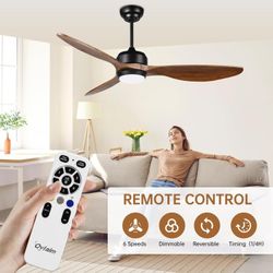 Ovlaim 52 Inch Wood Ceiling Fan with Filters Lights Remote Control