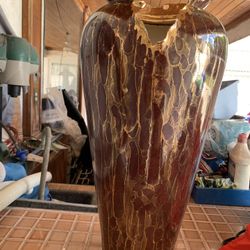 Brown With Gold Accent Vase