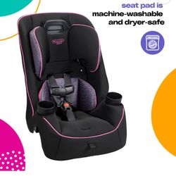 Cosco Kids Easy Elite Slim All-in-One Convertible Car Seat, Pink Rings, Infant & Toddler, Unisex