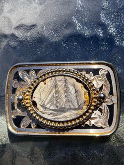 Scrimshaw Carved Belt Buckle