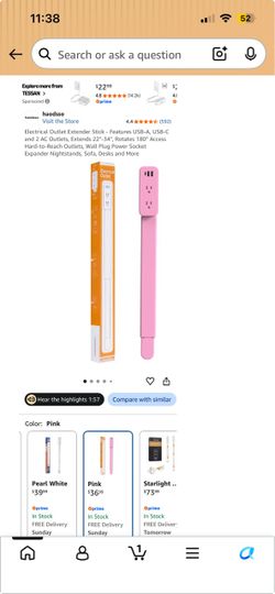 Electric outlet extender plug in pink
