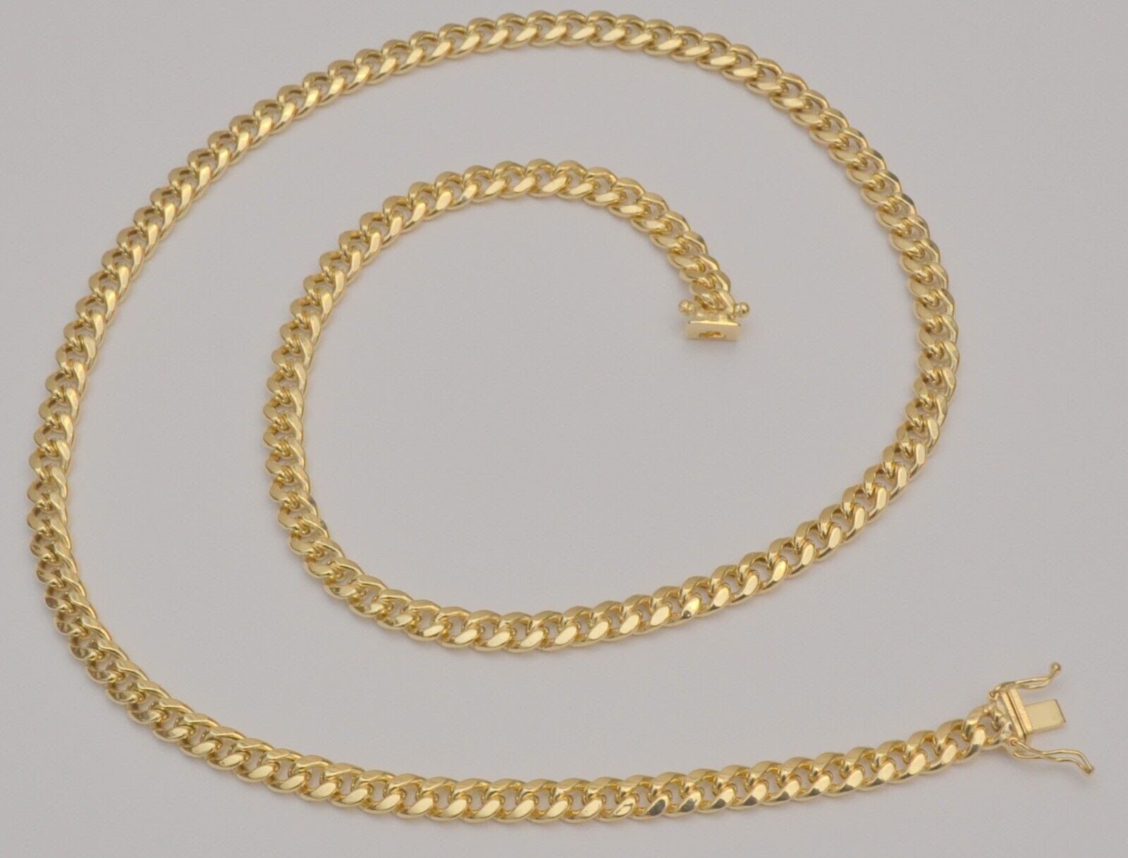 14K Yellow Gold Miami Cuban Chain Link Hollow Necklace 22 Inches 5.5 mm