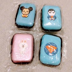 BRAND NEW IN PACKAGES 3D CHARACTER FRONT FULL ZIPPER RECTANGLE SHAPE EARBUD KEY COIN SD CARD PROTECTIVE STORAGE CASES 