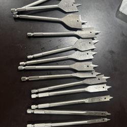 13 Pcs Woodworking Flat Drill Bit 5/8 Hand Craftsman Set Steel     Fe3)
