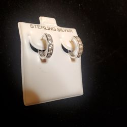 925 Silver CZ Hoop Earrings