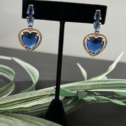 Blue Sapphire Heart Earrings.