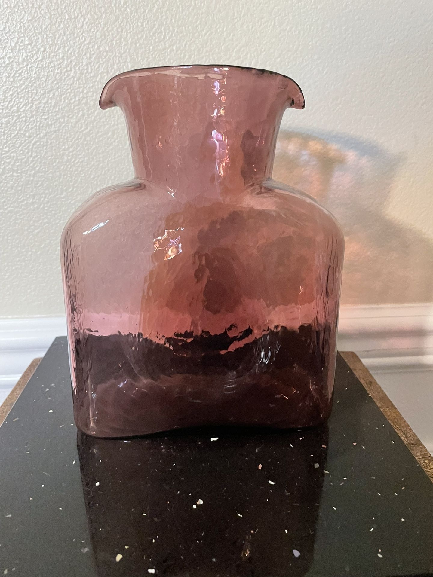 Vintage Blenko Art Glass Amethyst Double Spout Water