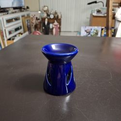 Cobalt Blue Wax Melt Warmer, Ceramic Aroma Lamp 3.5"H