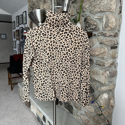 Croft & Barrow Leopard Turtle Neck Sweatshirt, Women's