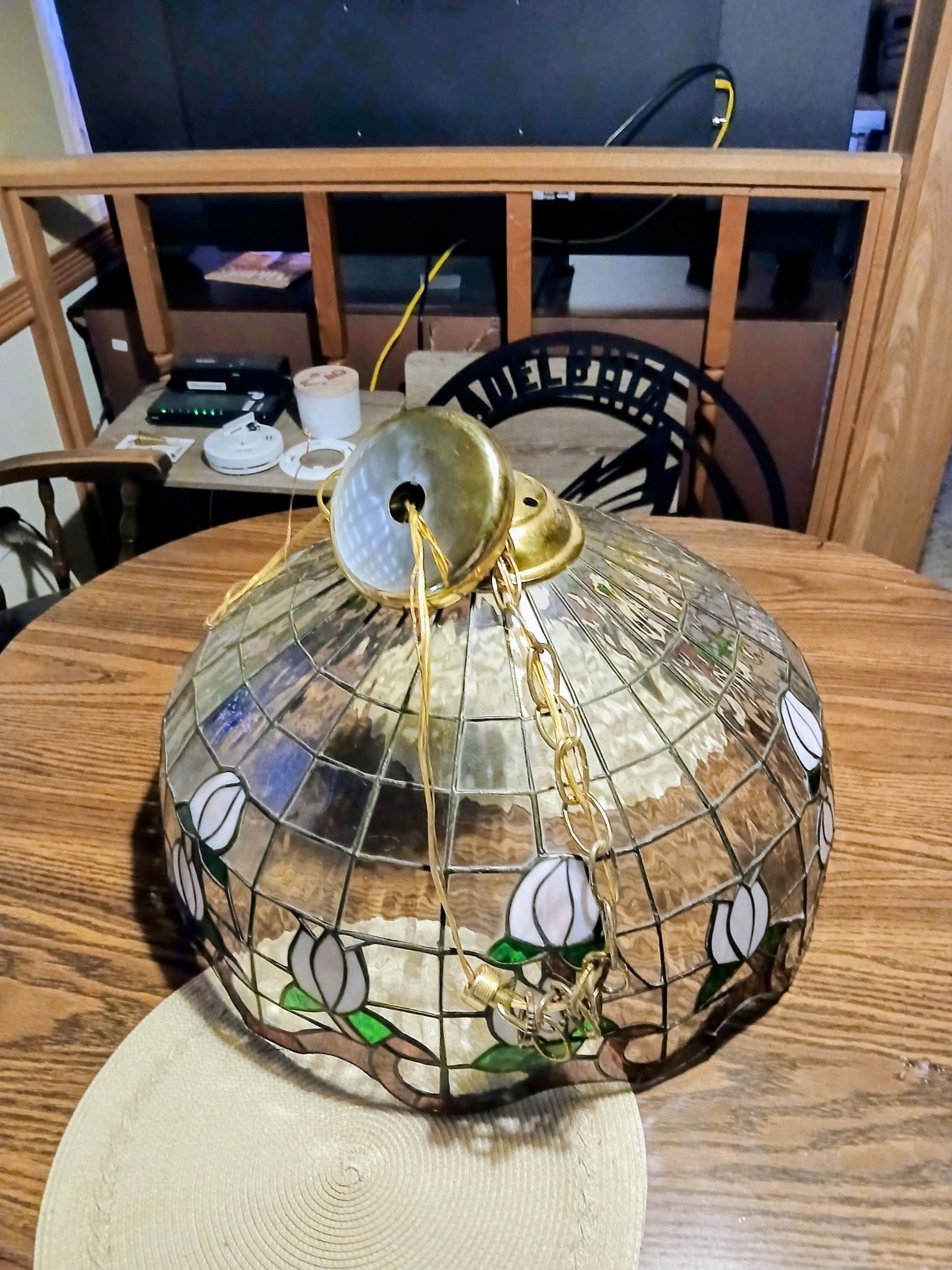 Vintage 20” Hanging Tiffany Style Plastic Light Shade