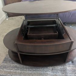 Oval Lift Top Coffee Table with Storage