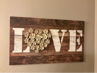 Large love wall decor with metal heart flowers