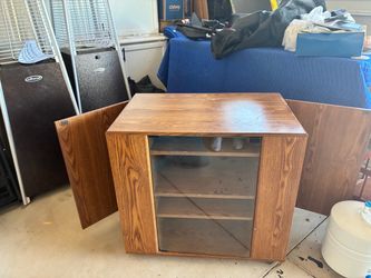 Wood Cabinet with Glass Door and Shelves