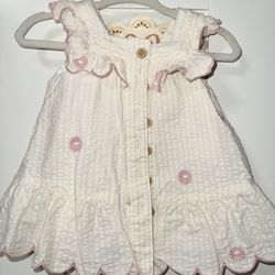 White and Pink Ruffle Dress 3-6 Months