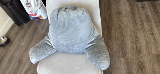 gray plush back support pillow