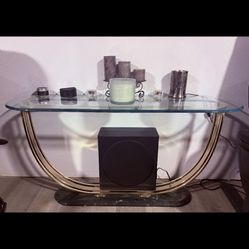  Glass And Marble Console/ Sofa Table