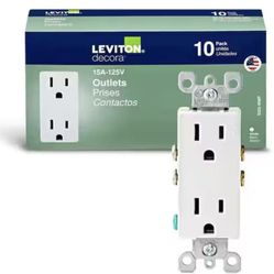 Decora 15 Amp 125V Duplex Outlet ,white(10 Pack)